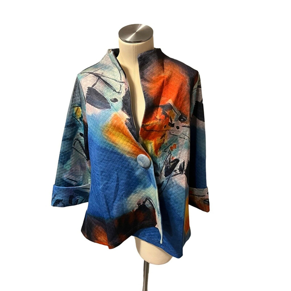 Radzoli NWT polyester retro jacket blue multicolored - Picture 3 of 7